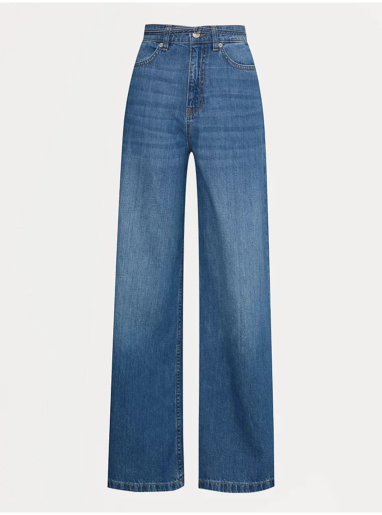 Mid Wash Denim Palazzo Wide Leg Jeans | George