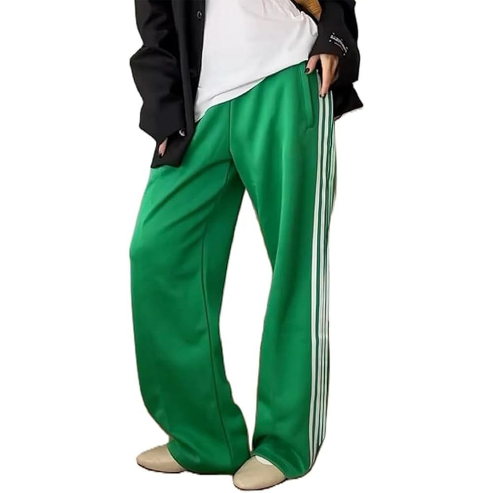 Women Track Pants Wide Leg Striped Sweatpants Elastic High Waist Baggy Pants with Pockets | Amazon (US)