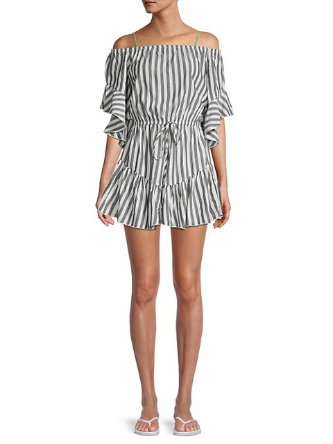 Off-The-Shoulder Striped Coverup Romper | Saks Fifth Avenue OFF 5TH