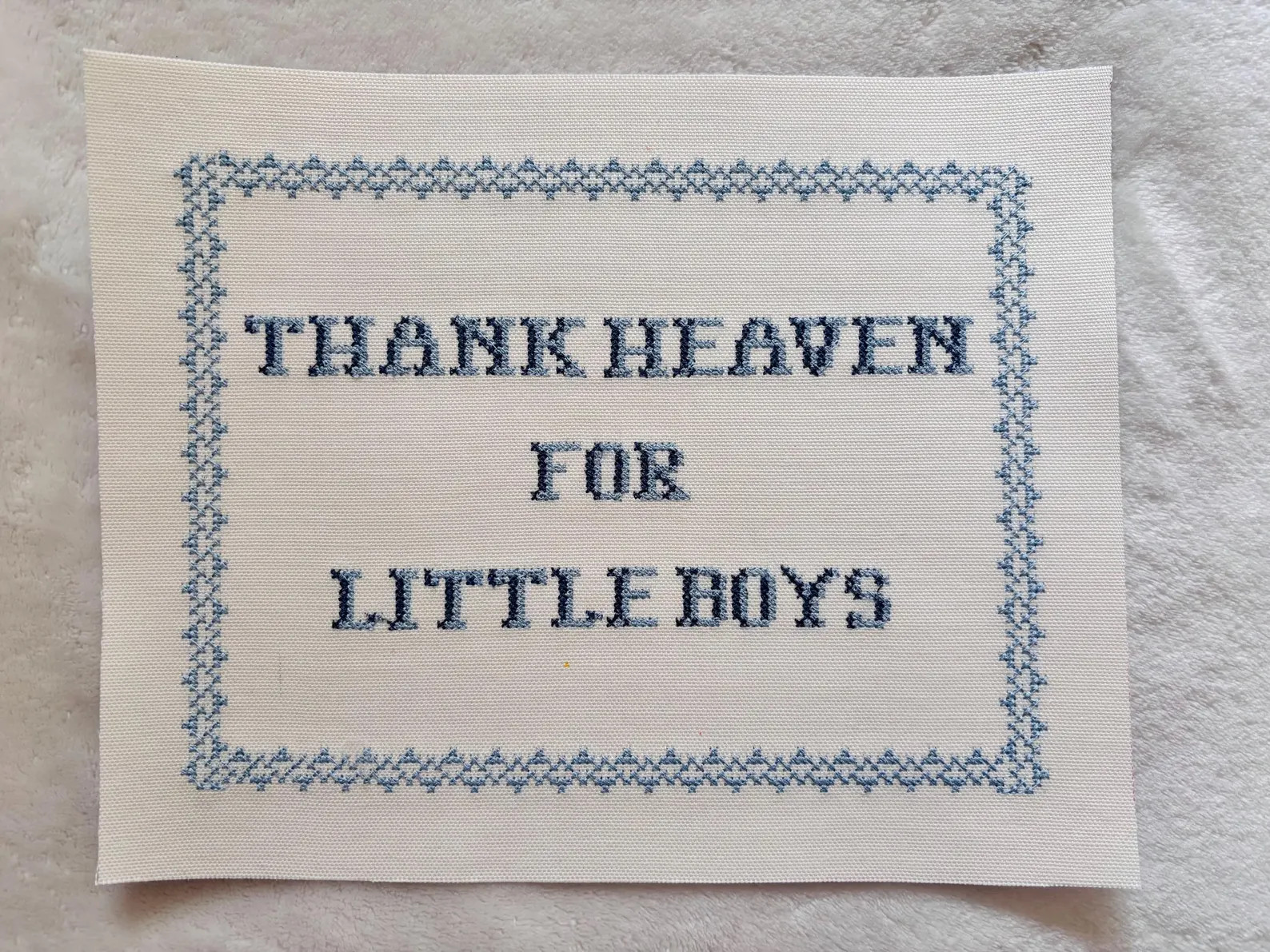 Embroidered "Thank Heaven for Little Boys" Sign, Blue Nursery Wall Art, Baptism Gift | Etsy (Global)
