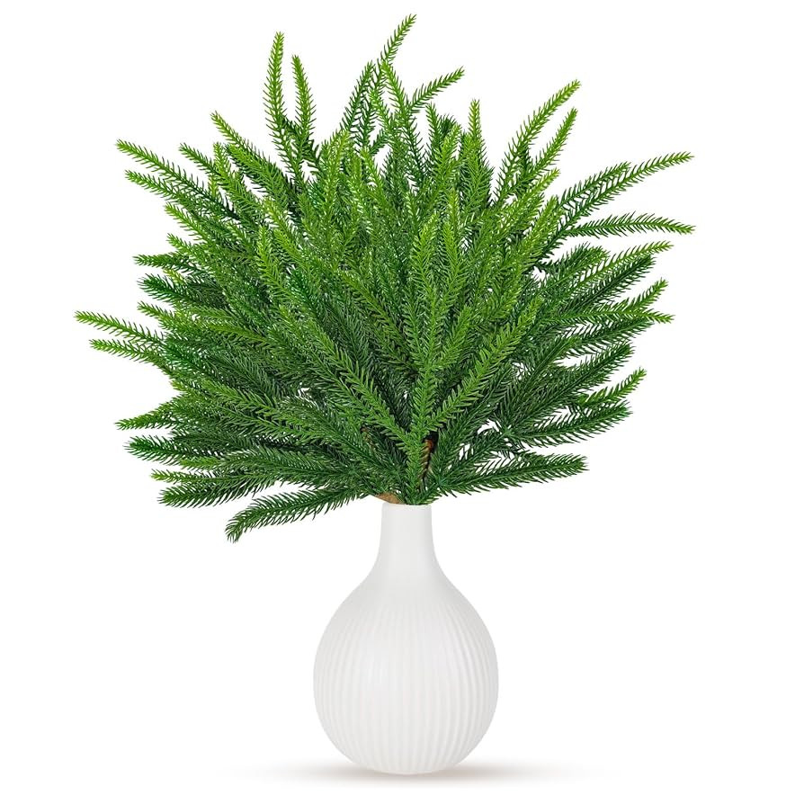 12PCS Christmas Norfolk Pine Branches,18 Inch Norfolk Pine Stems Artificial Christmas Branches fo... | Amazon (US)