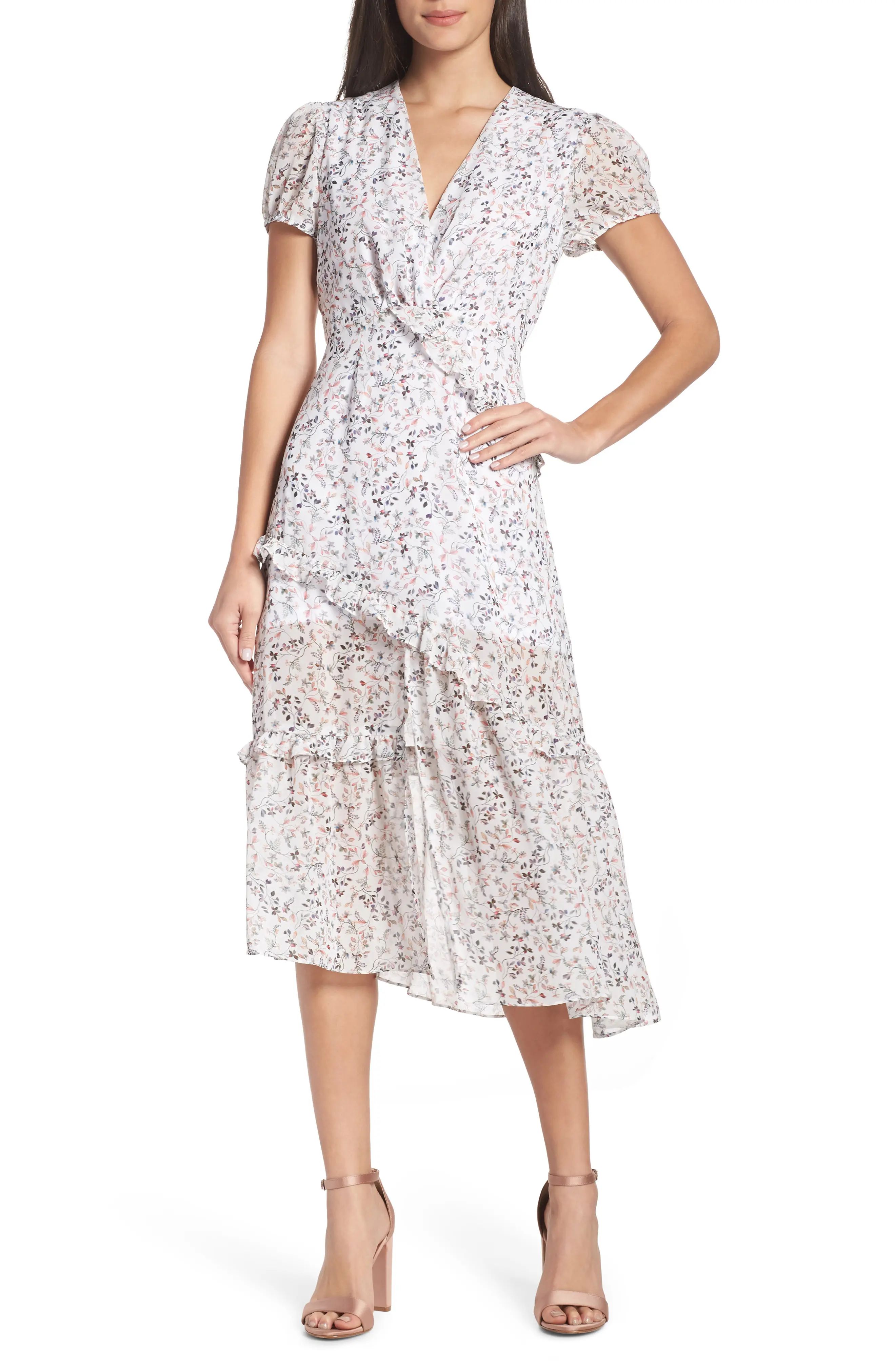 NSR Olivia Floral Ruffle Midi Dress | Nordstrom