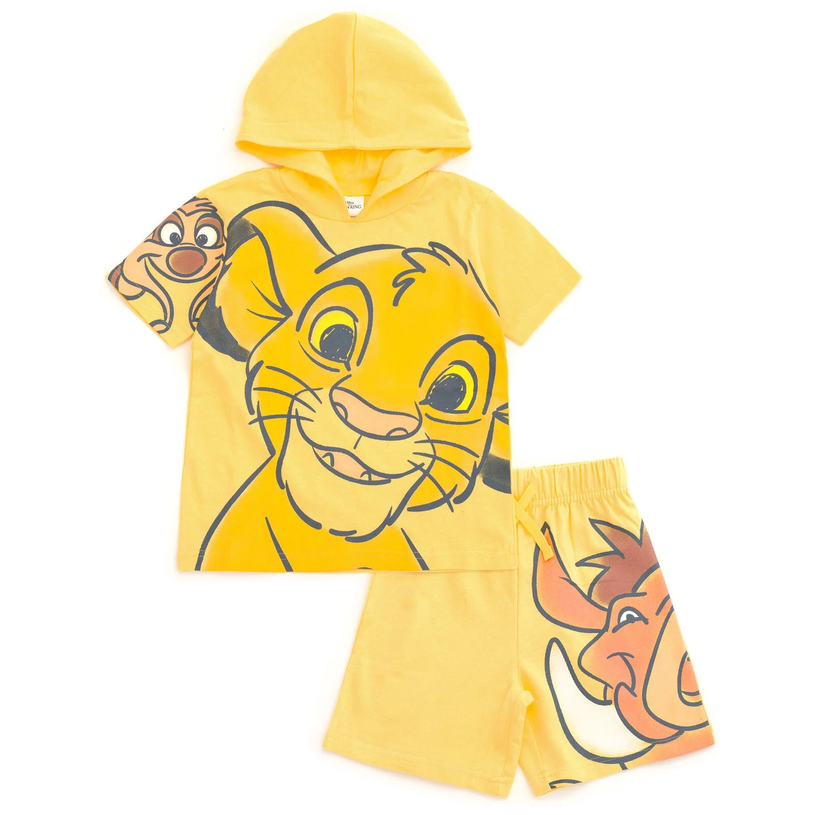 Disney Lion King Simba Timon Pumbaa Hooded T-Shirt and French Terry Shorts Outfit Set Toddler to ... | Walmart (US)