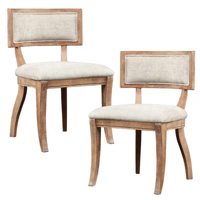 Dining Chair Pair 2 - Upholstered And Seat, Solid Wood Frame, Curved Legs, Assembly Needed 2 Chairs Seating, In Natural Finish, Required | Wayfair North America