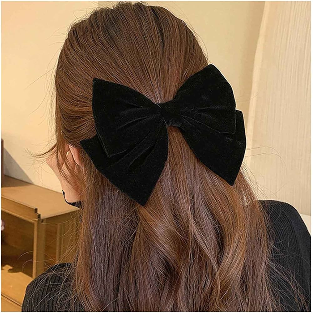 Andelaisi Vintage Satin Velvet Ribbon Bowknot Hairclips - Large Decorative Hair Accessories for W... | Amazon (US)