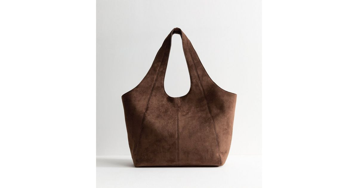 Dark Brown Faux Suede Apron Tote Bag New Look | New Look (UK)