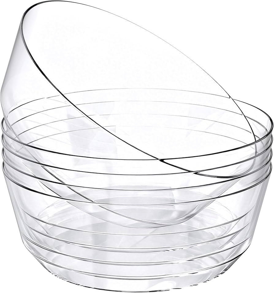 Hioasis 8 Pack Plastic Serving Bowls 128oz Clear Plastic Bowls Heavy Duty Disposable Serving Bowl... | Amazon (US)