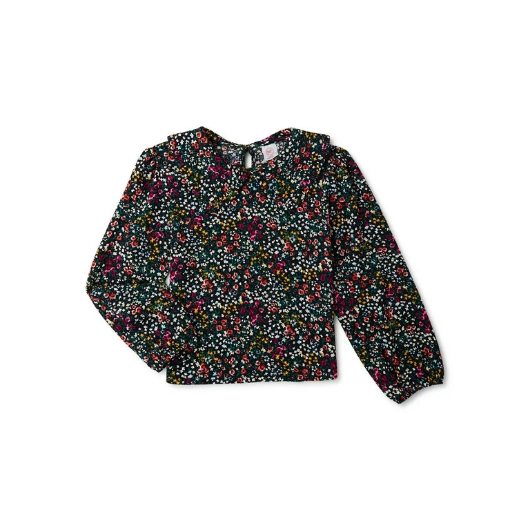Wonder Nation Girls Long Sleeve Collared Top, Sizes 4-18 & Plus | Walmart (US)