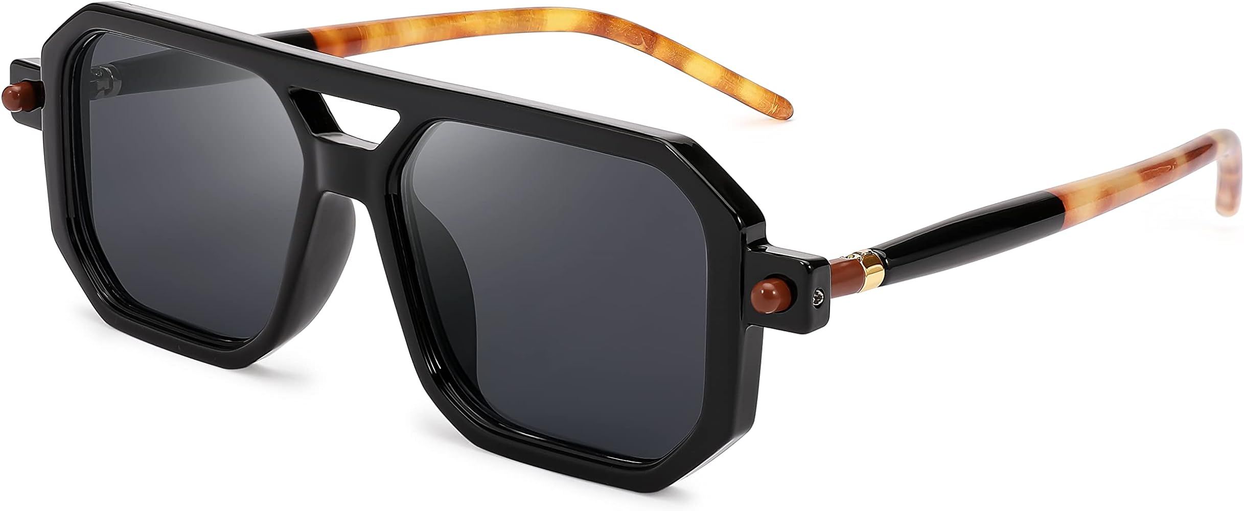 FEISEDY Vintage Square 70s Flat Aviator Sunglasses Women Men Classic Retro Stylish Frame UV400 Sunglasses B2622 | Amazon (US)