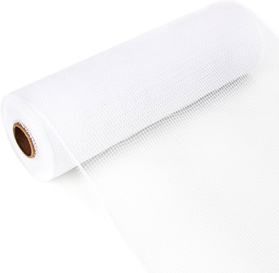Ribbli White Mesh Ribbon for Wreath,10 inch x 30 feet(10Yard), Christmas Ribbon for Wreath Swags ... | Amazon (US)