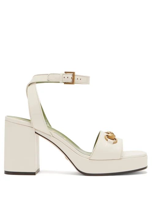 Gucci - Houdan Horsebit Leather Platform Sandals - Womens - White | Matches (US)