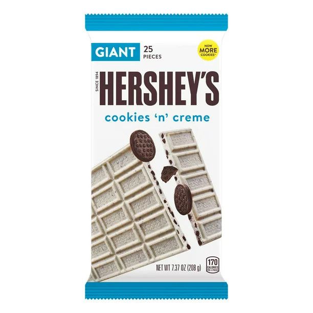 Hershey's, Cookies 'N' Creme Giant Candy, 7.37 oz, Bar (25 Pieces) | Walmart (US)