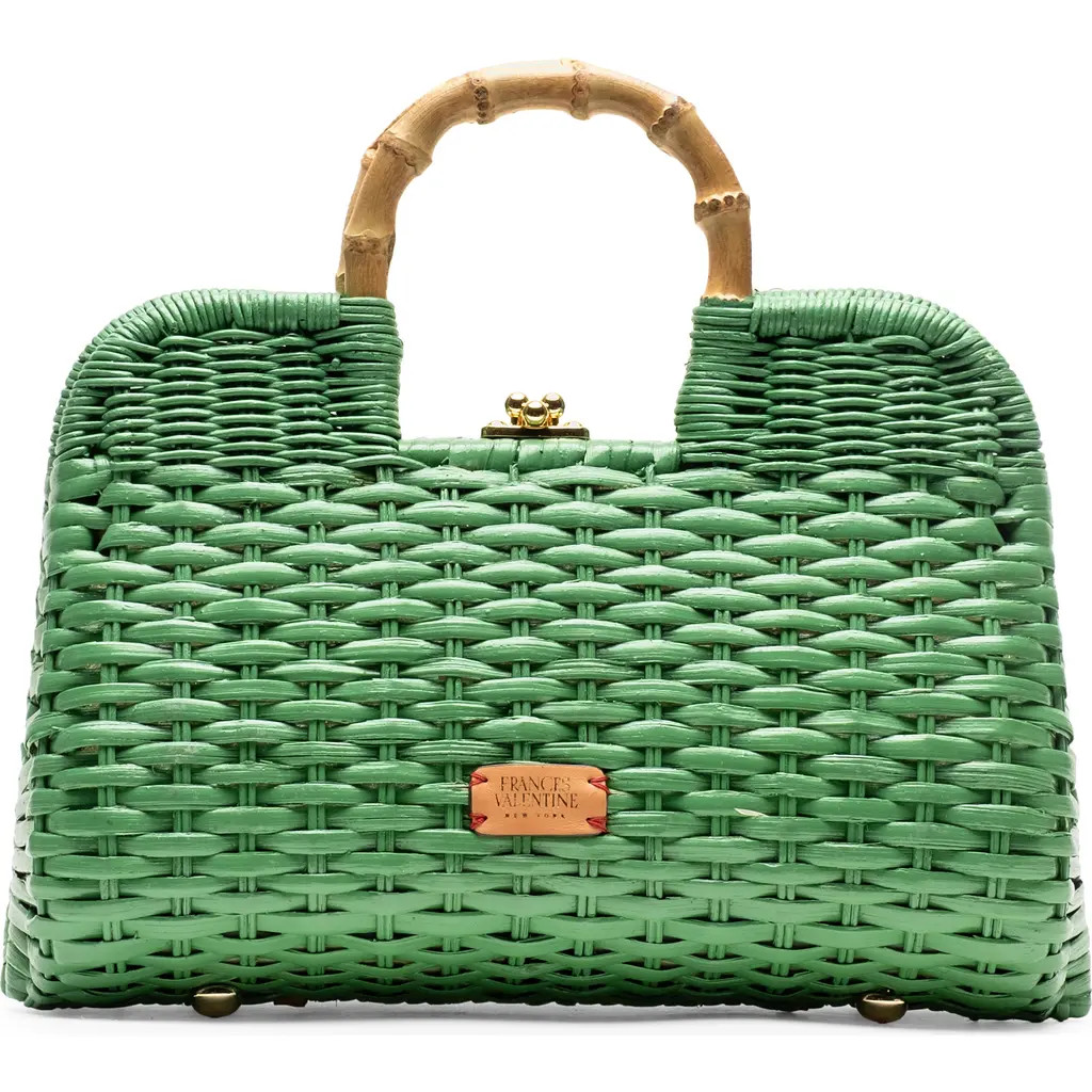 Frances Valentine Buzzy Woven Wicker Top Handle Bag in Green at Nordstrom | Nordstrom