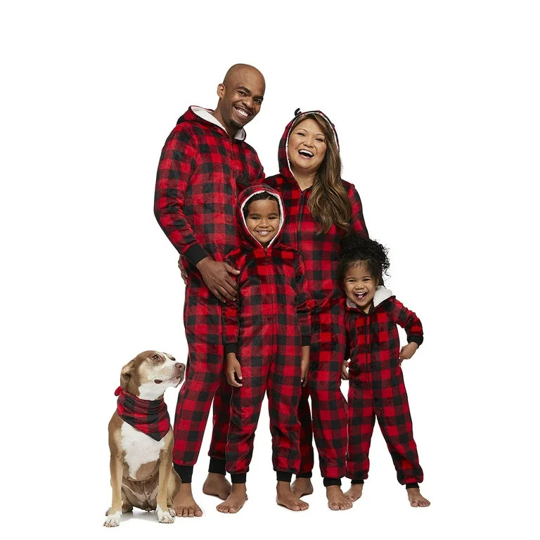 Jolly Jammies Buffalo Plaid Matching Family Christmas Union Suit Pajamas, Men’s - Walmart.com | Walmart (US)