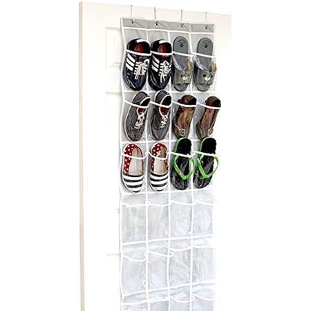 Simple Houseware 24 Pockets Large Clear Pockets Over The Door Hanging Shoe Organizer, Gray (56" x 22 | Amazon (US)