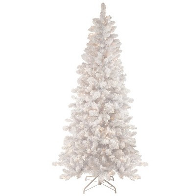 Northlight 6.5' Pre-Lit Medium Flocked Norway Pine Artificial Christmas Tree, Warm White LED Lights | Target