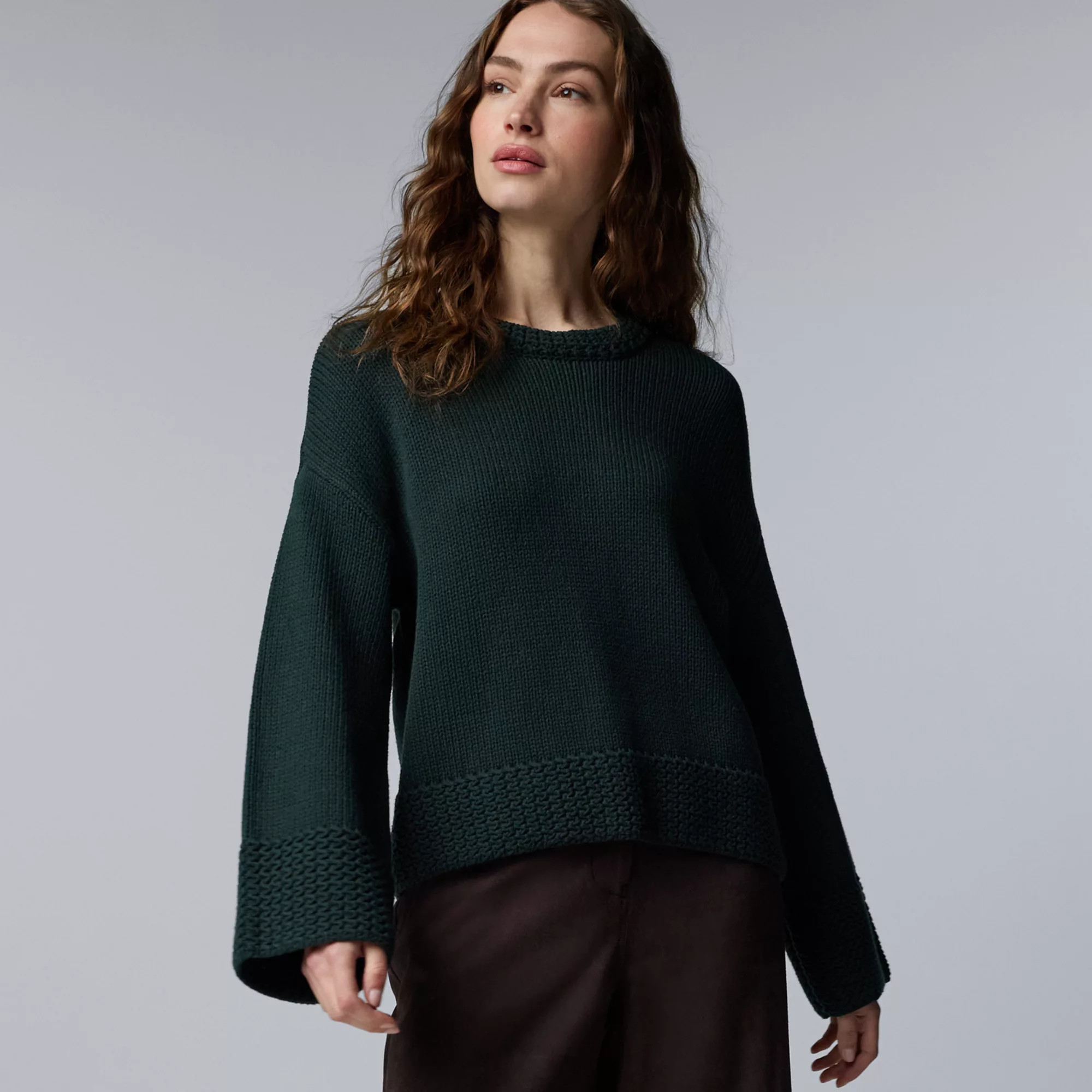 Women's Simply Vera Vera Wang Bell Sleeve Sweater, Size: Medium, Profound Green | Kohl's
