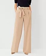 The Petite Tie Waist Wide Leg Pant in Soft Twill | Ann Taylor (US)