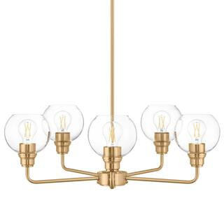 Hampton Bay Florabelle 5-Light Chandelier Gold Clear Globe Glass Shades LBZ8105AX-01 - The Home D... | The Home Depot
