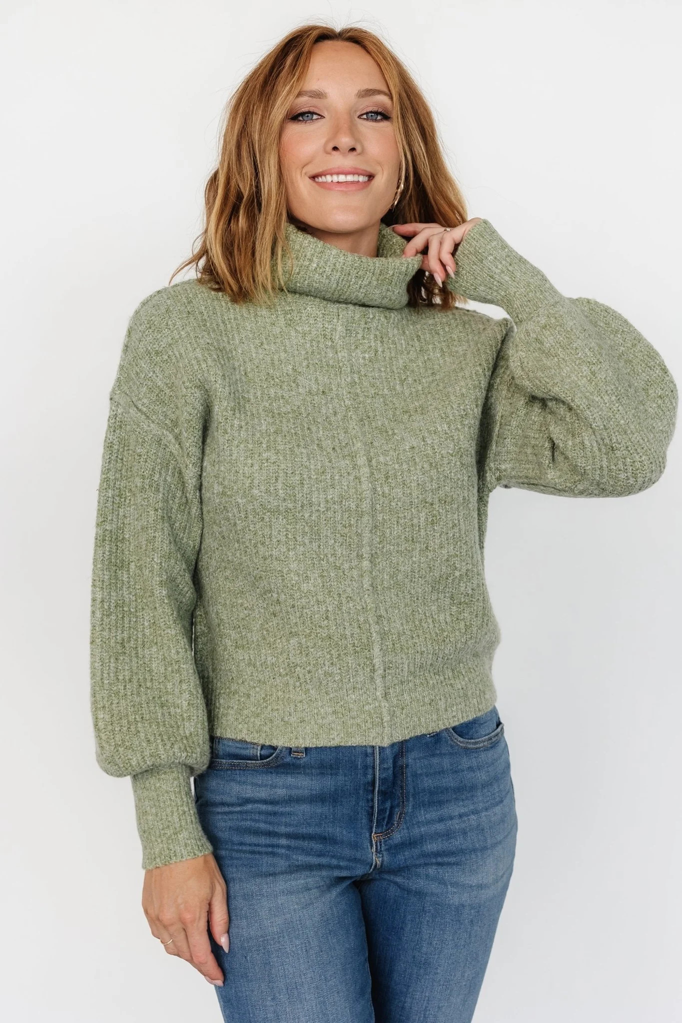 Frannie Knit Turtleneck Sweater | Olive | Baltic Born