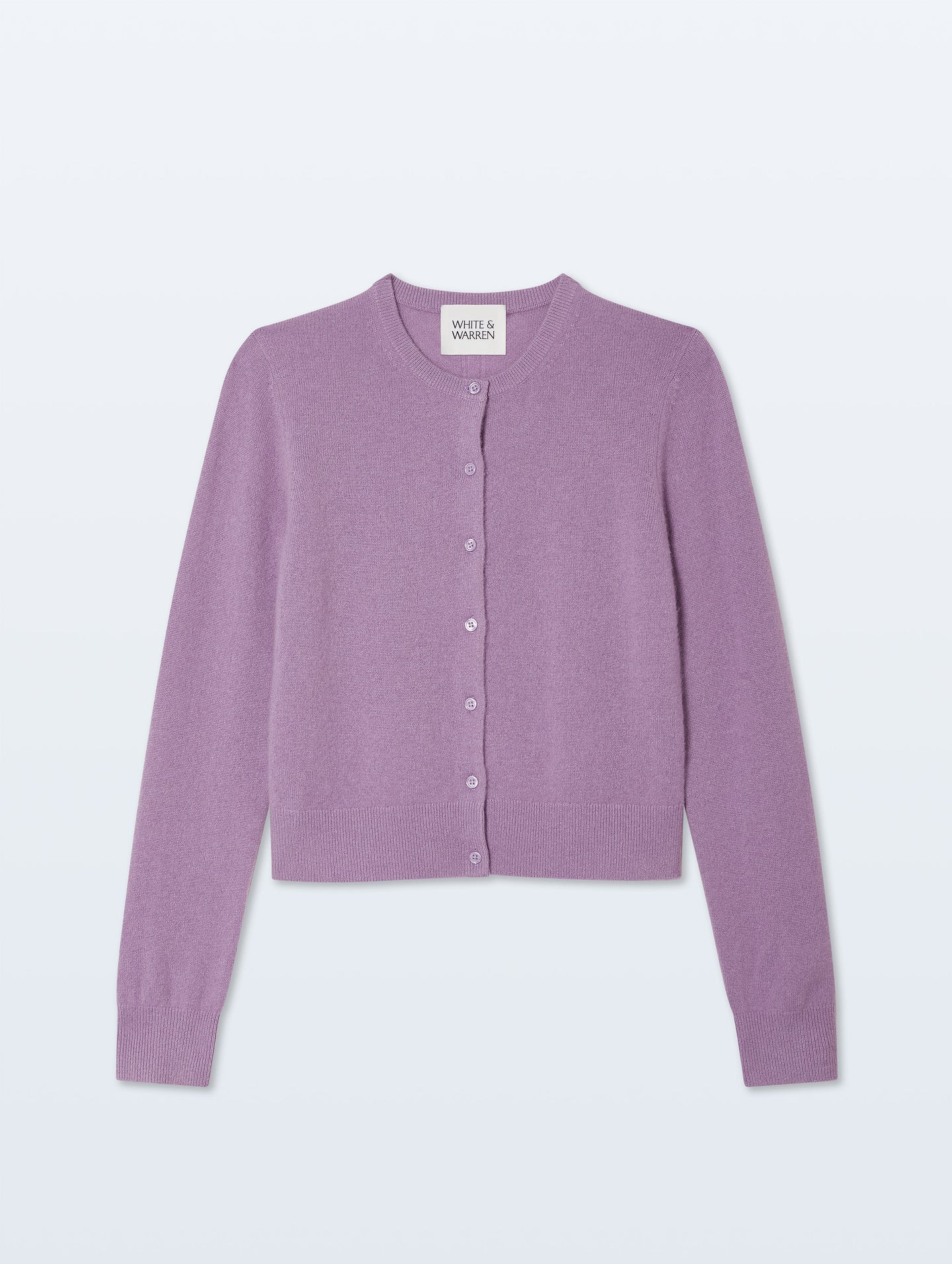 Cashmere Crewneck Cardigan | Soft Plum | White and Warren