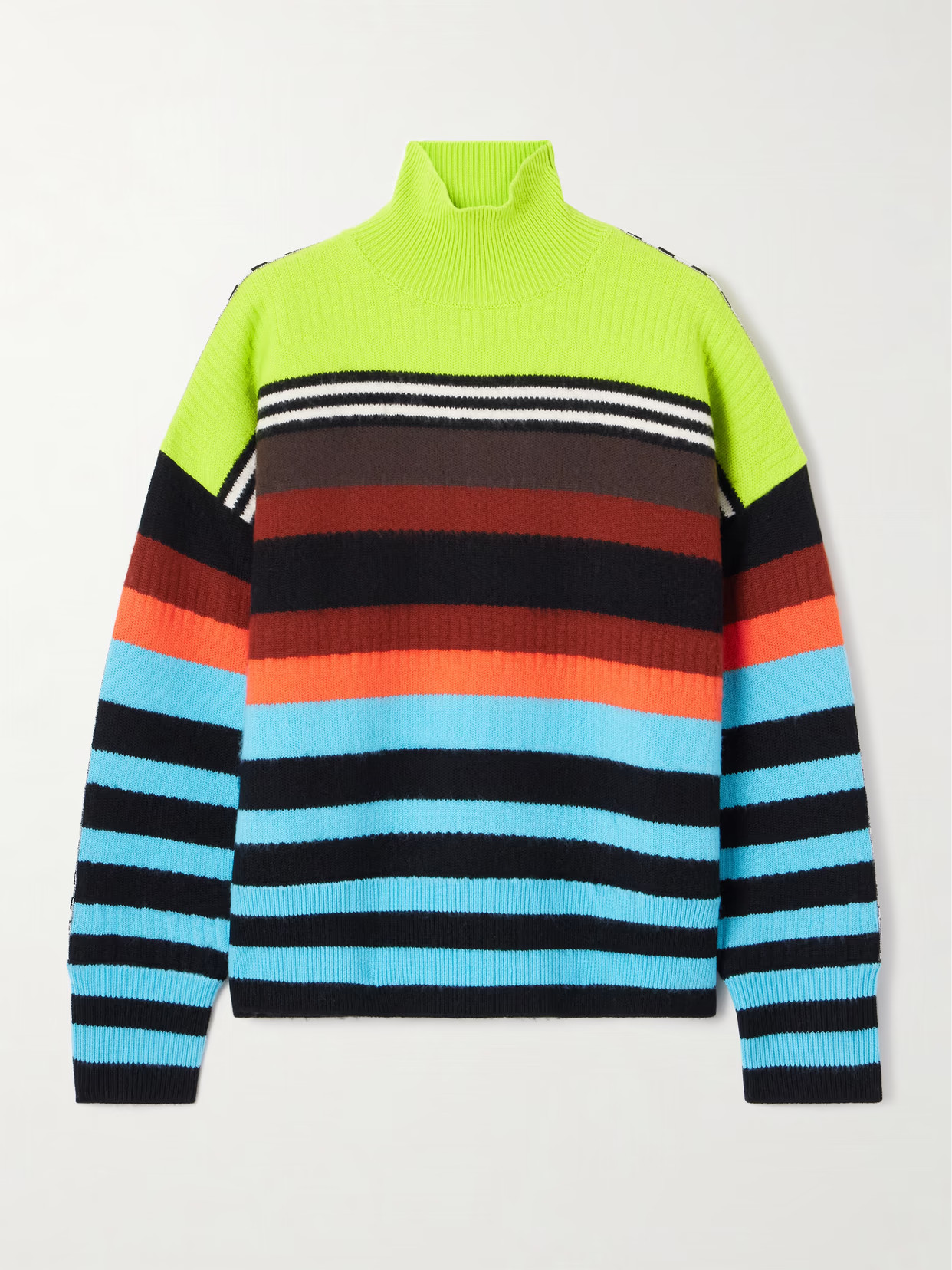 Christopher John Rogers - Striped Ribbed Wool-blend Turtleneck Sweater - Blue | NET-A-PORTER (US)