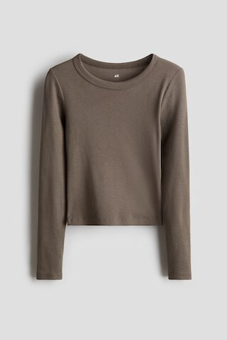 H & M - Ribbed Cotton Jersey Top - Beige | H&M (US + CA)