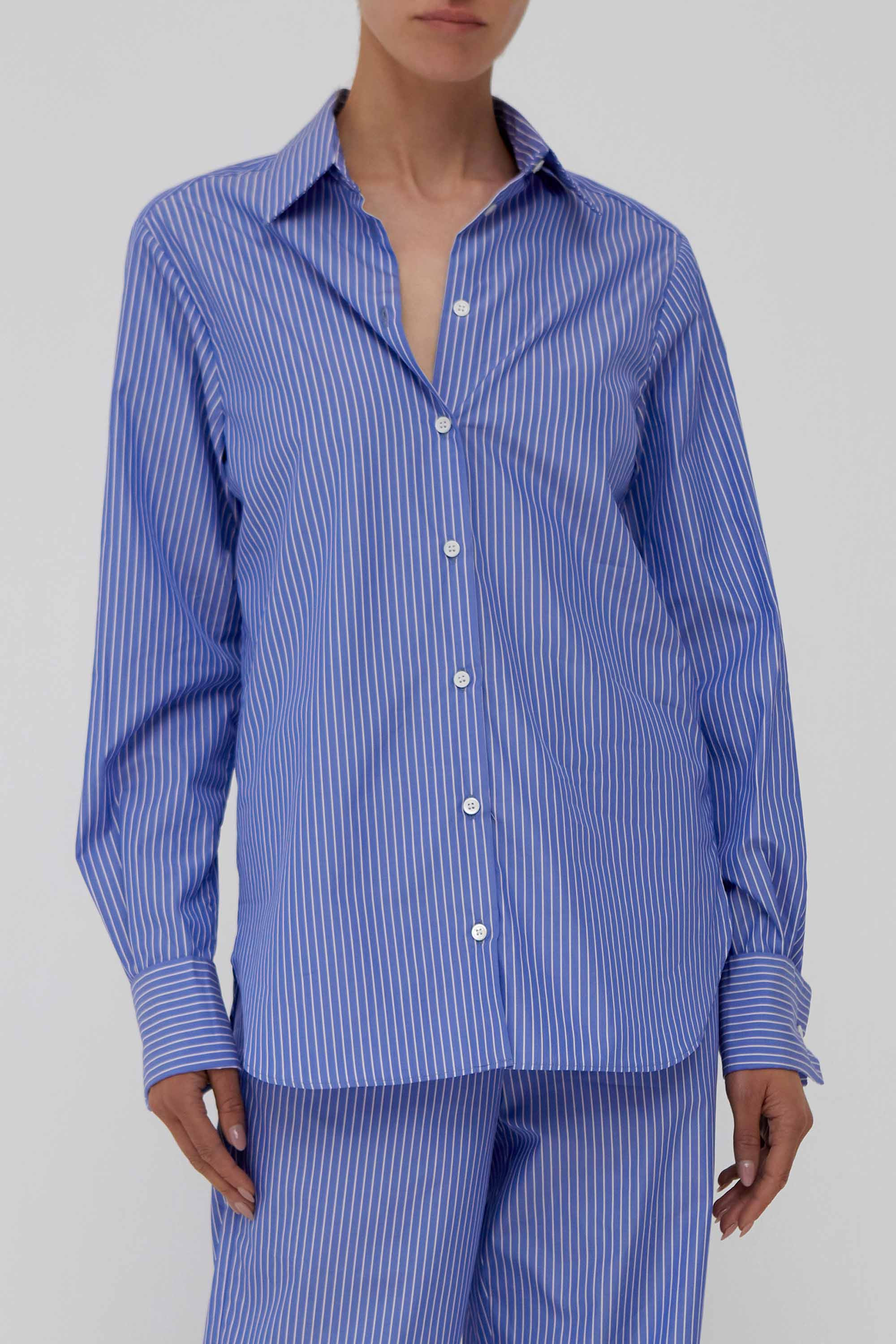 Britannia Shirt in Blue and White Stripes | Amiya