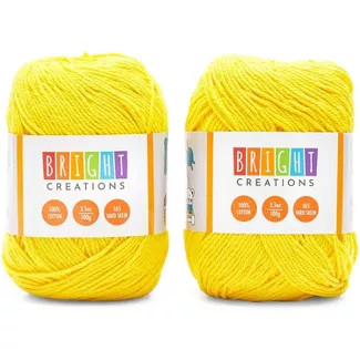 2 Pack 3.5oz Yellow Cotton Yarn Skeins 165 Yards, Knitting and Crochet Yarn Bulk for Art and DIY ... | Target