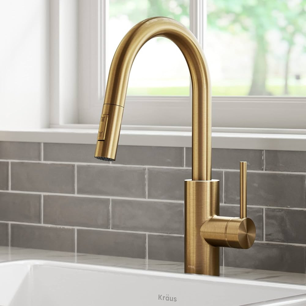 Kraus KPF-2620BB Oletto Kitchen Faucet, 15 1/8 Inch, Brushed Brass | Amazon (US)