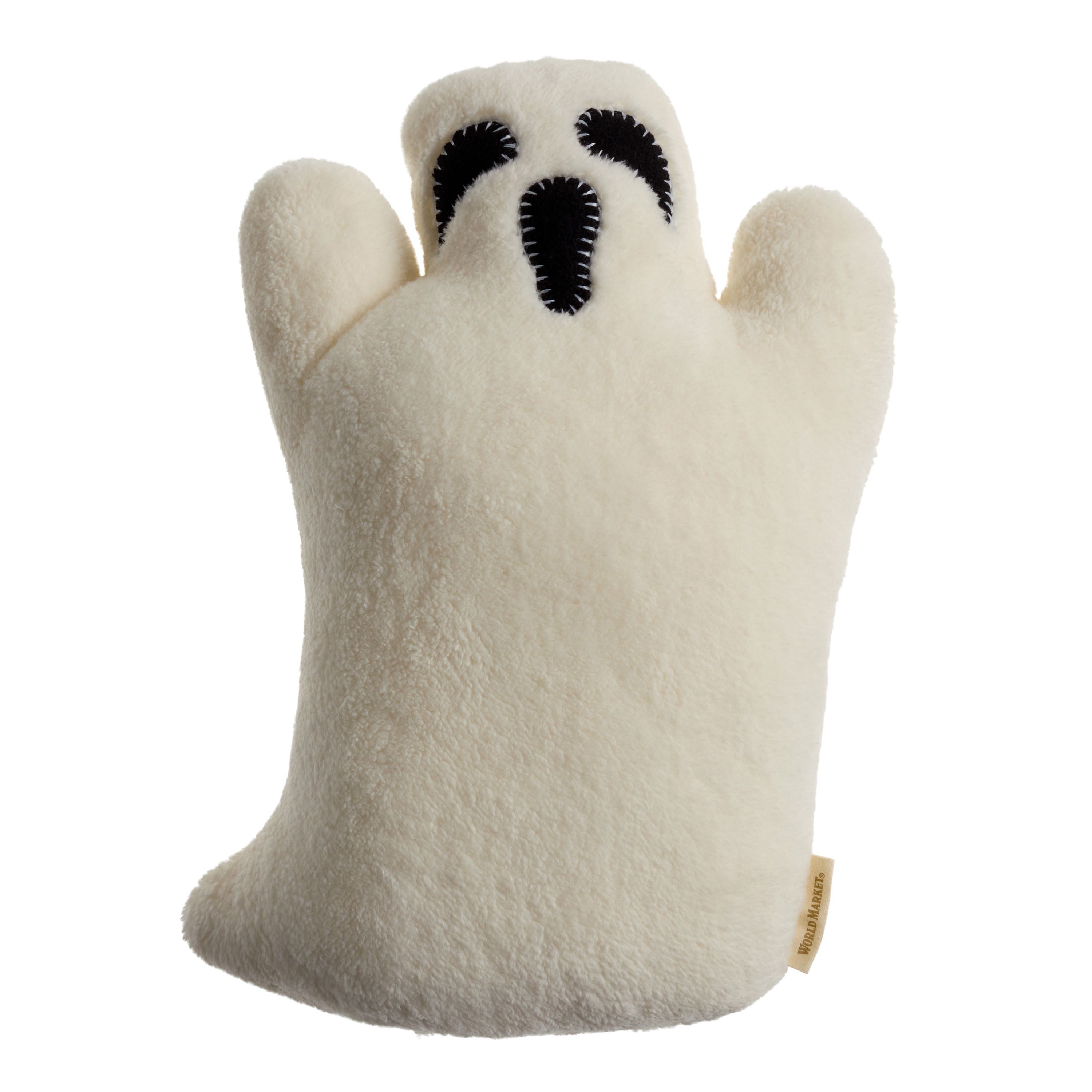 White Sherpa Halloween Ghost Shaped Throw Pillow | World Market