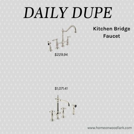 I absolutely love my brushed nickel kitchen faucet and found mine on Wayfair for only $229!  

Kohler Artifacts Bridge Faucet.  Heritage Bridge Faucet Wayfair.  

#LTKhome