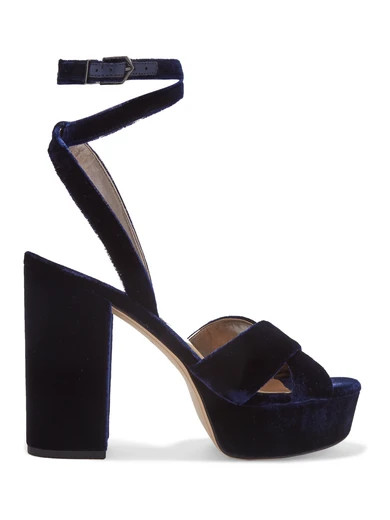 Sam Edelman - Mara Velvet Platform Sandals - Indigo | NET-A-PORTER (UK & EU)