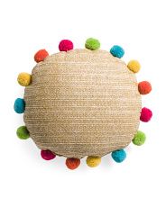 18x18 Outdoor Round Pillow With Poms | Marshalls