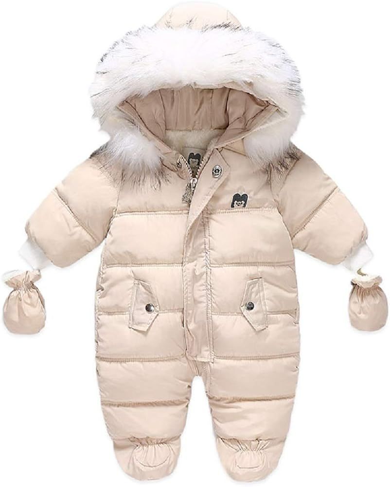 Xifamniy Baby Winter Snowsuit Coat Romper Outwear Hooded Footie Toddler | Amazon (US)