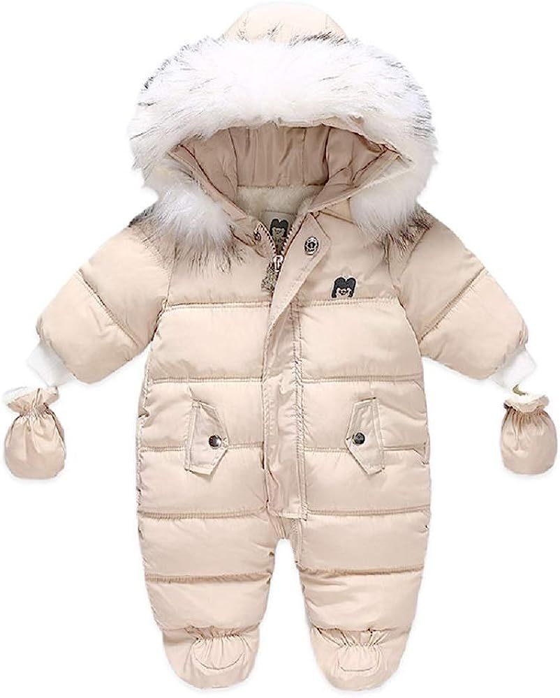 Xifamniy Baby Winter Snowsuit Coat Romper Outwear Hooded Footie Toddler | Amazon (US)