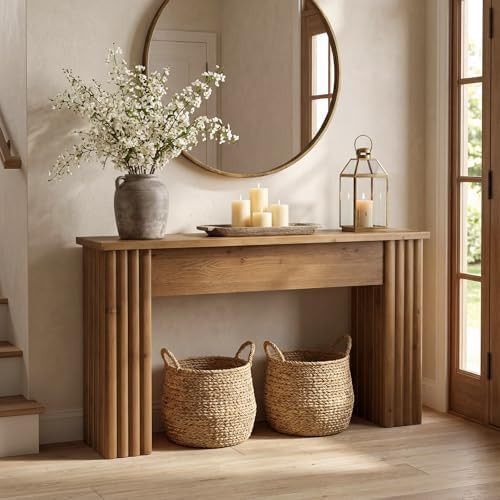 LITTLE TREE 63 Inches Solid Wood Entryway Table, Farmhouse Long Sofa Console Table for Living Roo... | Amazon (US)