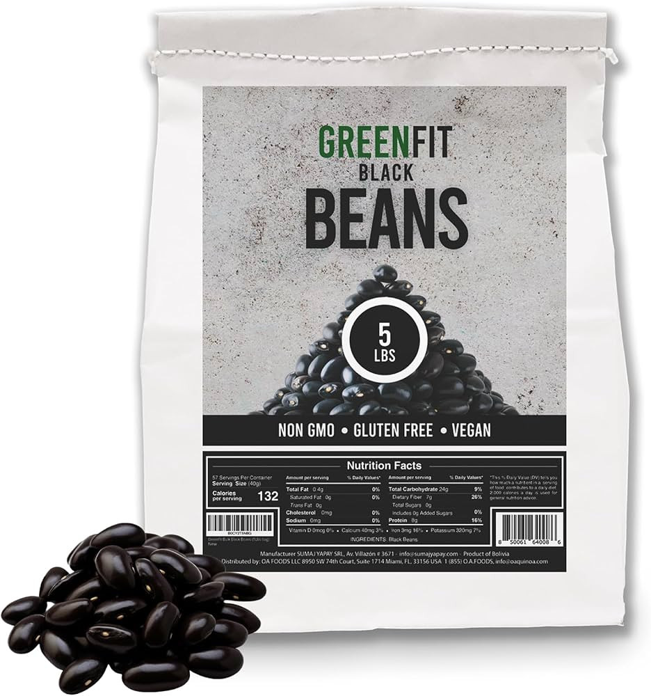 Greenfit Black Beans - 5lbs Bulk Bag | Non-GMO, Gluten-Free, Vegan-Friendly | Premium Quality, Pl... | Amazon (US)