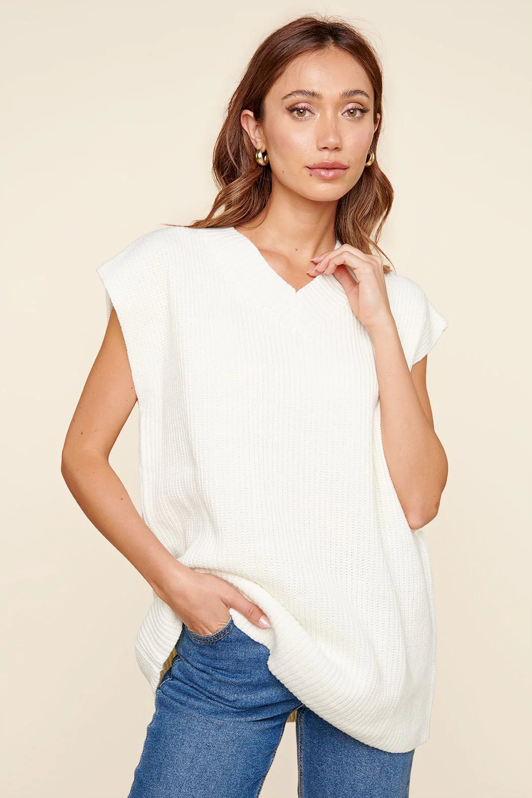 Gretchen V Neck Sweater Vest | Sugarlips