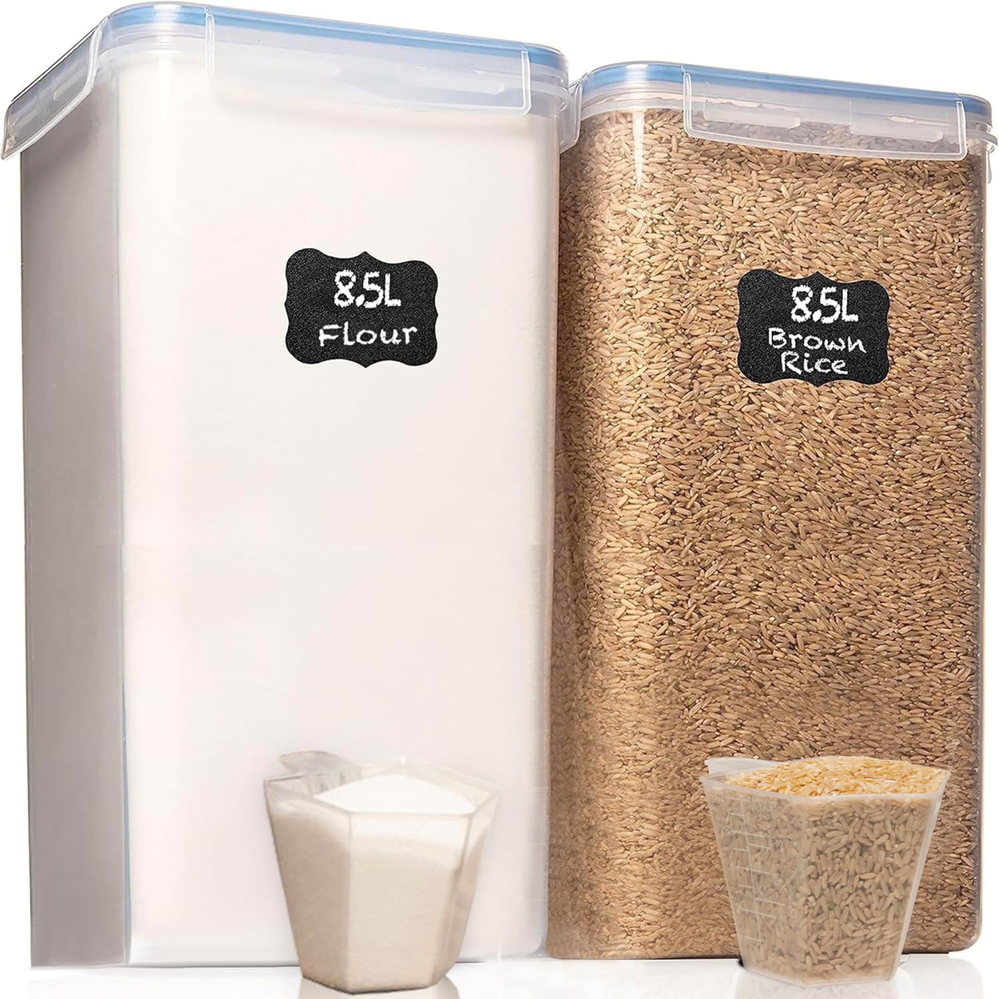 Flour Storage Container 2 PC [8.5L / 287 Oz] Extra Large Food Storage Containers with Lids - Airt... | Amazon (US)