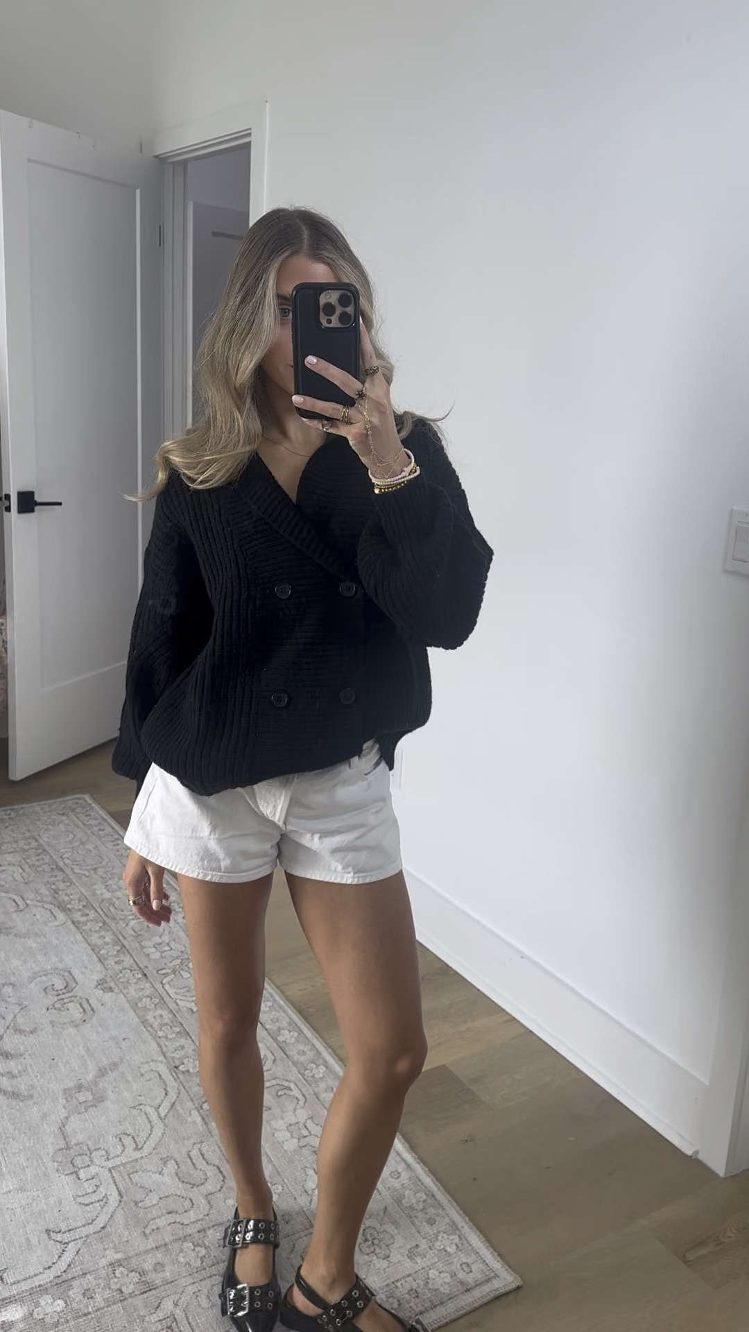 Amazon size small Xiaoxuemeng Womens Knitted Cardigan Sweater Button Down Shawl Collar Cardigan Jackets Chunky Ribbed Knit Sweater Top. Frame the hag white denim shorts size 24. My Amazon black buckle sandals 

#LTKFindsUnder100 #LTKootd #LTKSeasonal