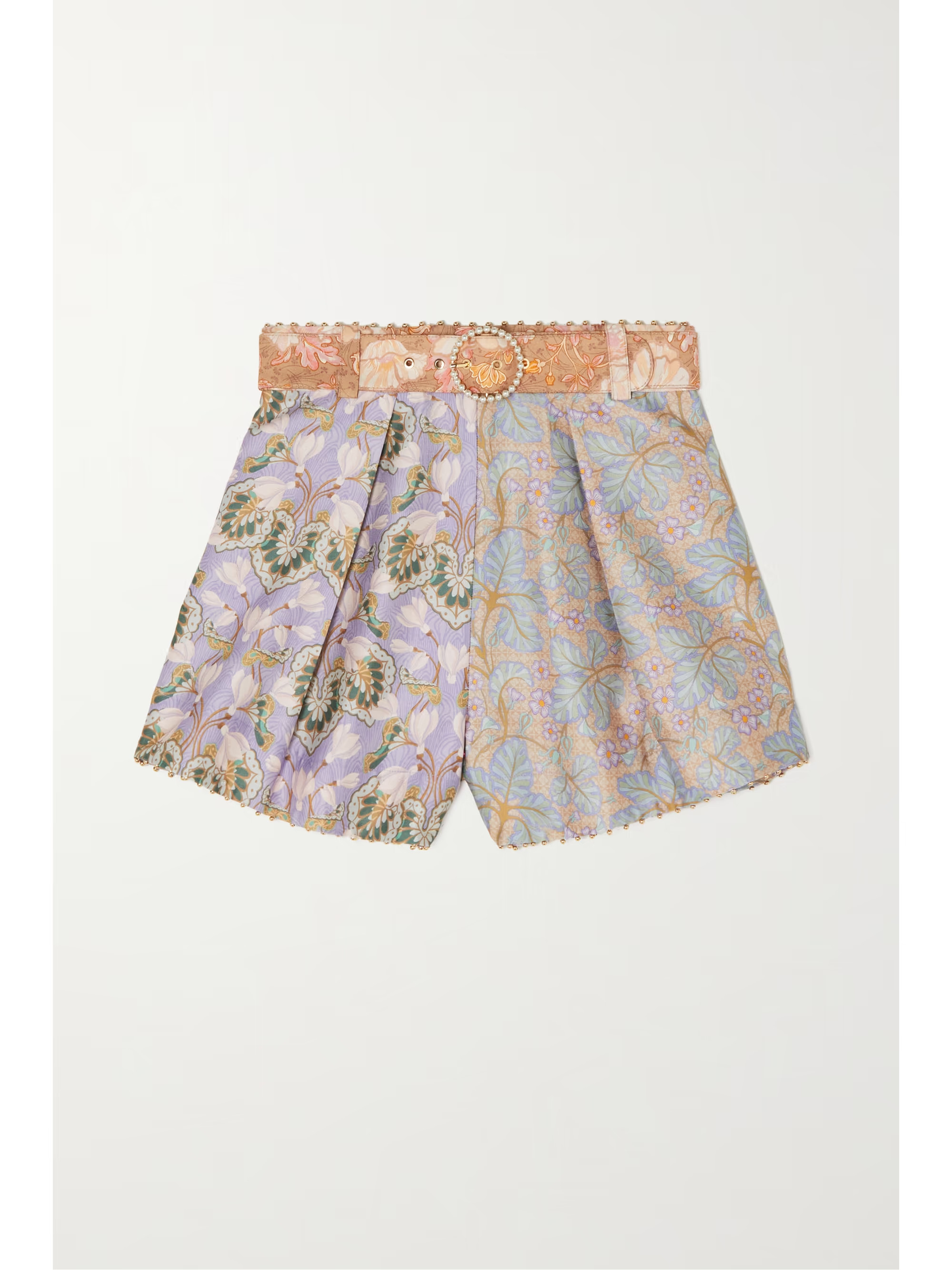 Kaleidoscope belted embellished floral-print silk and cotton-blend shorts | NET-A-PORTER (US)
