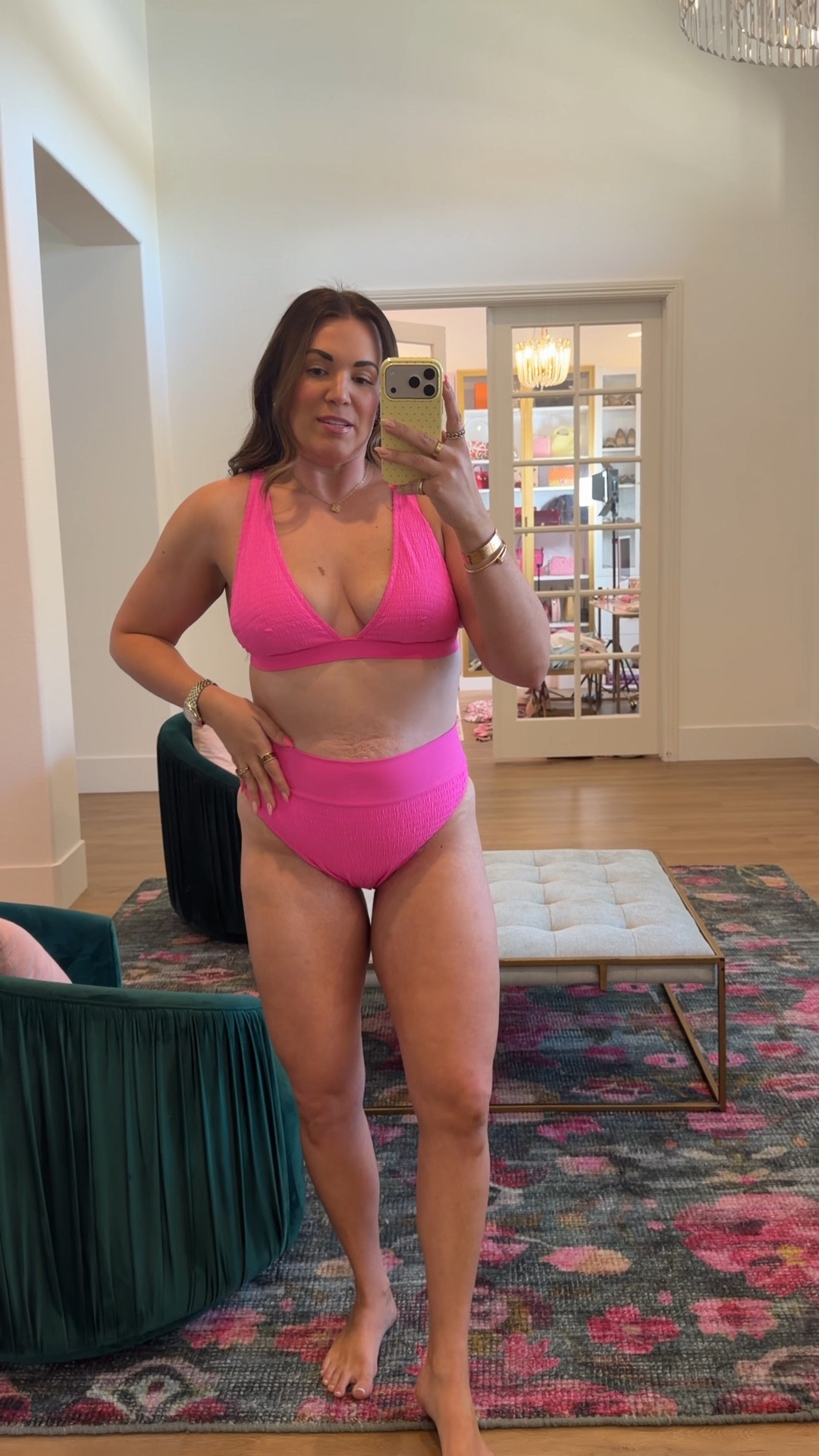 curvy midsize hot pink high waisted bikini! 🩷 in the size large in top and bottoms. 20% off with code LTKAERIE20 

#LTKSwim #LTKxAerie #LTKMidsize