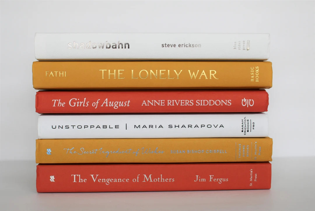 Yellow, Orange and White Books Staging Books Decorative Books Coffee Table Books Real Books for D... | Etsy (US)