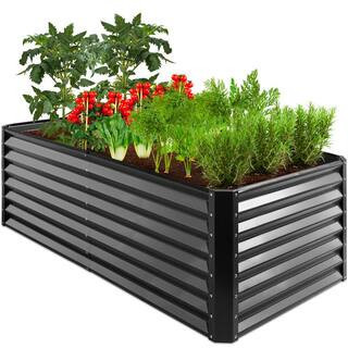 6 ft. x 3 ft. x 2 ft. Gray Outdoor Steel Raised Garden Bed Planter Box for Vegetables, Flowers, Herbs | The Home Depot