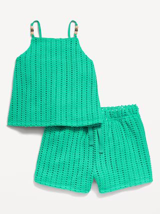 Crochet-Knit Beaded Tank Top and Shorts Set for Toddler Girls | Old Navy (US)
