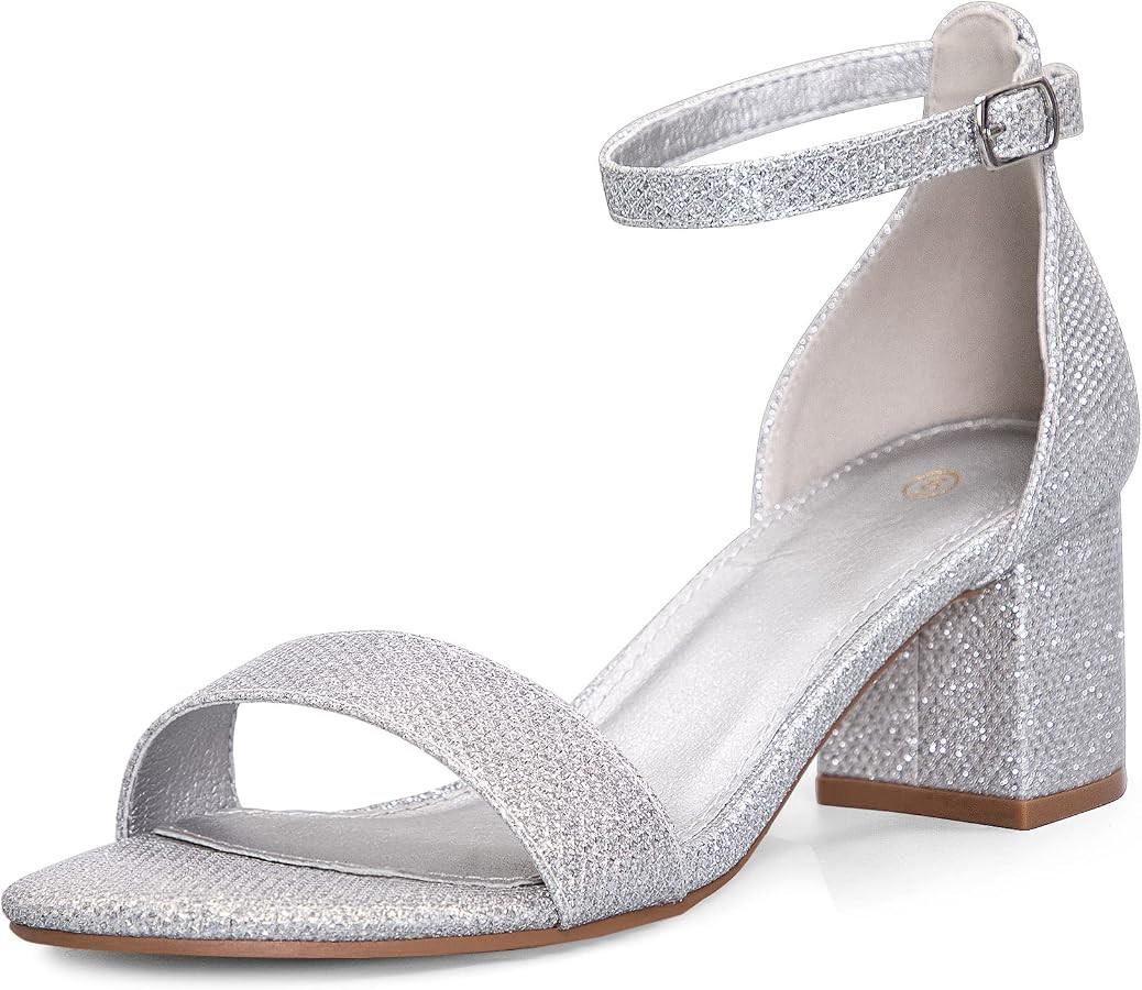 mysoft Women's Chunky Low Heels Open Toe Block Heeled Dress Ankle Strap Pump Wedding Sandals | Amazon (US)