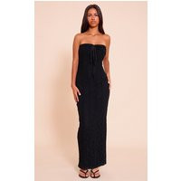 Petite Black Fitted Lace Bandeau Maxi Dress | PrettyLittleThing US