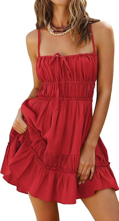 Kate Kasin Womens Sleeveless Backless Mini Dress, Summer Boho Dresses with Pockets, Beach Vacatio... | Amazon (US)