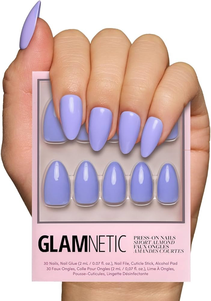 Glamnetic Press On Nails - Periwinkle | Short Almond Purple, Glossy Lavender Fake Nails, Reusable... | Amazon (US)